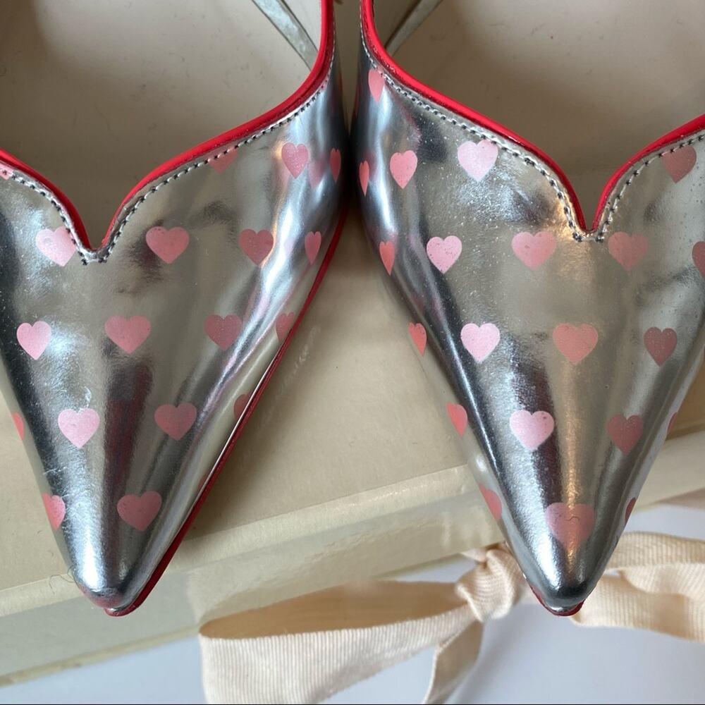 Sophia Webster Luella Silver Foil Heart Heels 37 7 - Picture 3 of 9